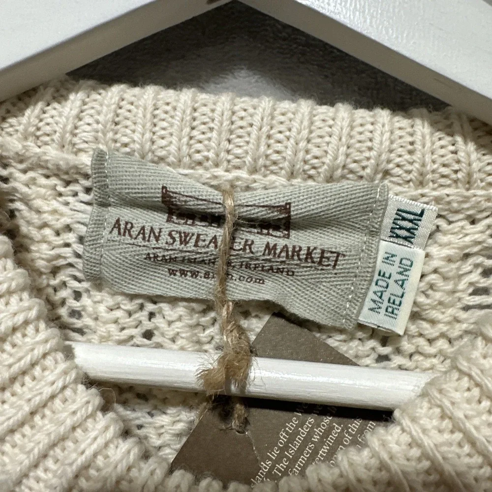 Aran Irish Men's Merino Wool Sweater Cable Knit Traditional Fisherman Pullover